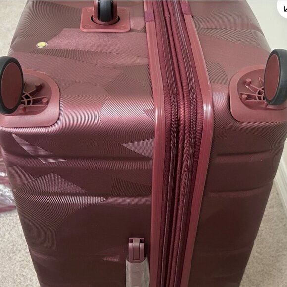 Samantha Brown 30" Trunk Style Case Spinner Luggage w/Tote BURGUNDY RED nwt - Picture 5 of 12
